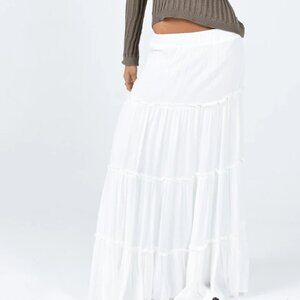 Princess Polly Miriah Tiered Maxi Skirt - White